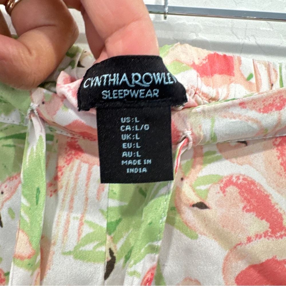 Cynthia Rowley Flamingo Tropical Pajama Set Womens Large Vacation Loungewear - Picture 5 of 6